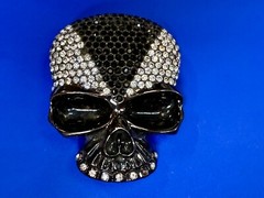 Skull Head Clear Bling Rhinestone Gothic Punk Figural Belt Buckle Missing Stone