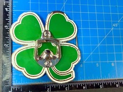Lucky Four Leaf Clover Shamrock Green Silver Novelty Bottle Opener & Belt Buckle