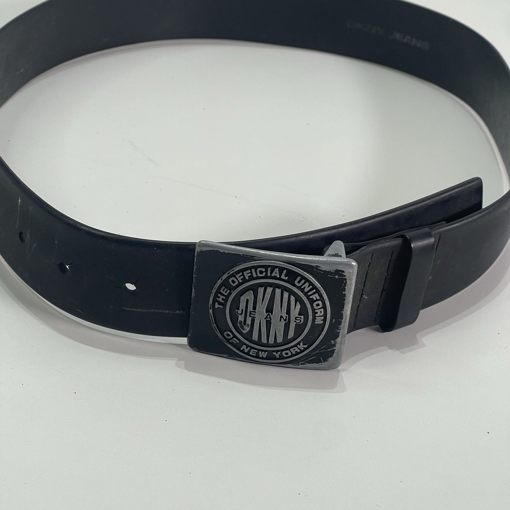Vtg DKNY Jeans Black Belt Logo Buckle Men 36 » Casual Y2K