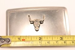 Vintage Silver Plated Long Horn Bull Belt Buckle Made in U.S.A.