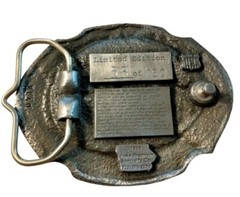 Vtg Pewter Belt Buckle Mechanical Corn Picker 1989 IOWA PREMIUM SPECIALTY CO.