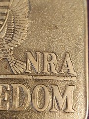 NRA National Rifle Association Freedom Flag 3&Prime; Bicentennial Belt Buckle Vintage