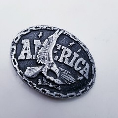 America Belt Buckle Bald Eagle Metal Gray Patriotic Western 3 1/2&Prime; X 2 1/2&Prime;