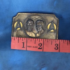 vintage 70s STAR TREK BRASS BELT BUCKLE lee jeans spock kirk sci fi movie 80s