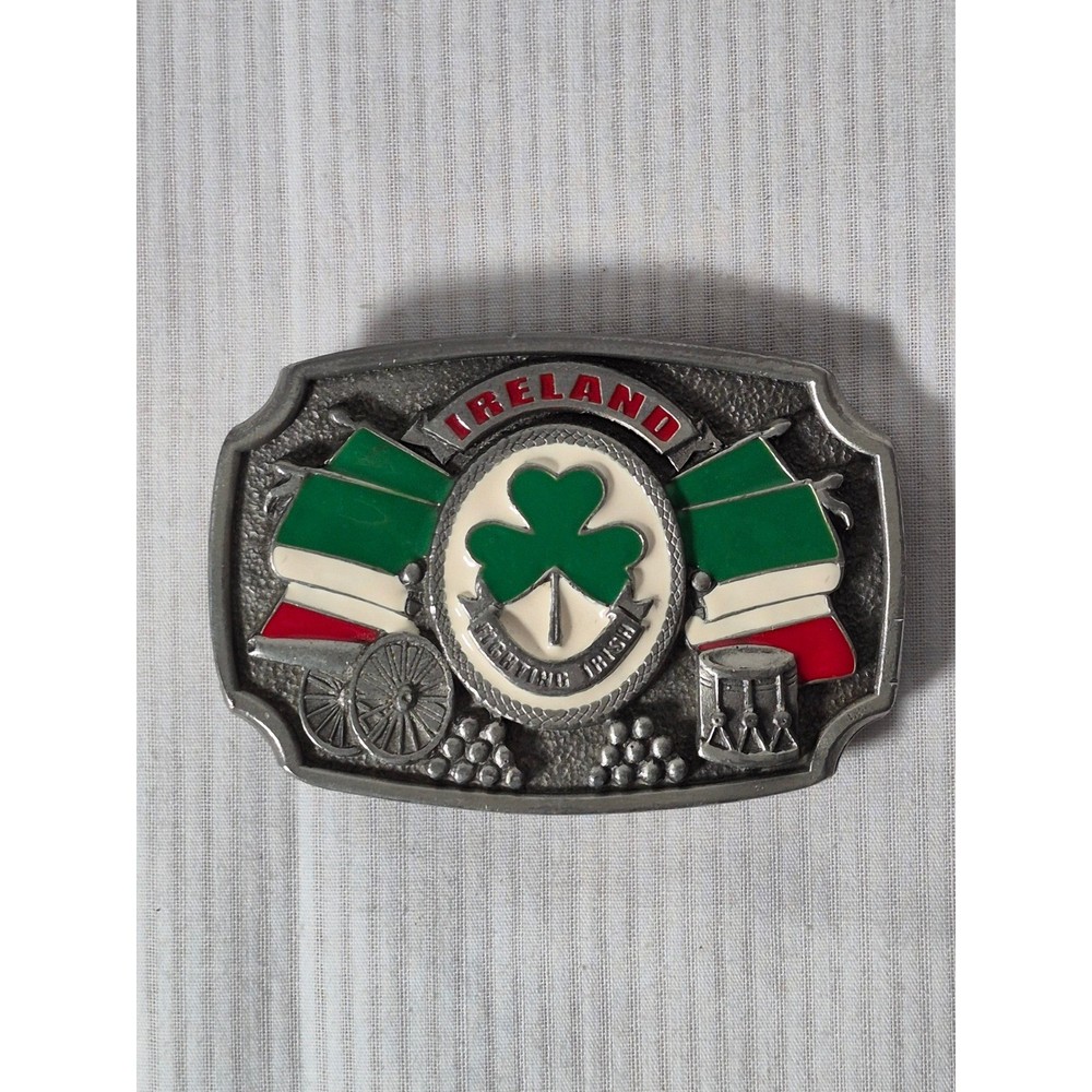 Tanside Ltd Ireland Fighting Irish Belt Buckle Shamrock Flag Vintage 2004 DD236