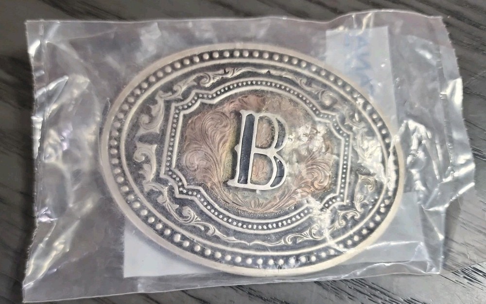 New! Montana Silversmiths Letter B BELT BUCKLE Copper And Silver