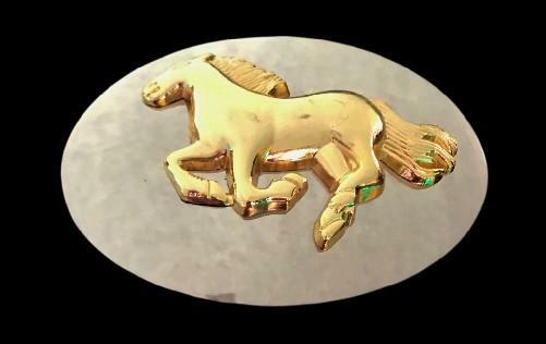 Galloping Golden Horse Equestrian Western Belt Buckle