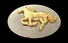 Galloping Golden Horse Equestrian Western Belt Buckle