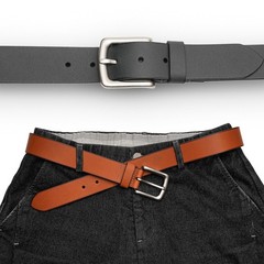 Men&rsquo;s Genuine Leather Belt, 1 1/2&Prime; Wide Classic Prong Buckle 32&Prime;/34&Prime;, Gray