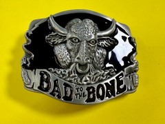 Bad to the Bone Longhorn Cow Bull Head Steer Western Cowboys Devil Belt Buckle