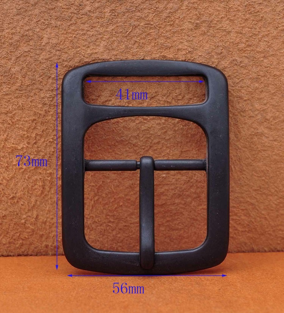 1-1/2&Prime; Heavy Duty Solid Black Matte Center Bar Leather Belt Buckle Replacement