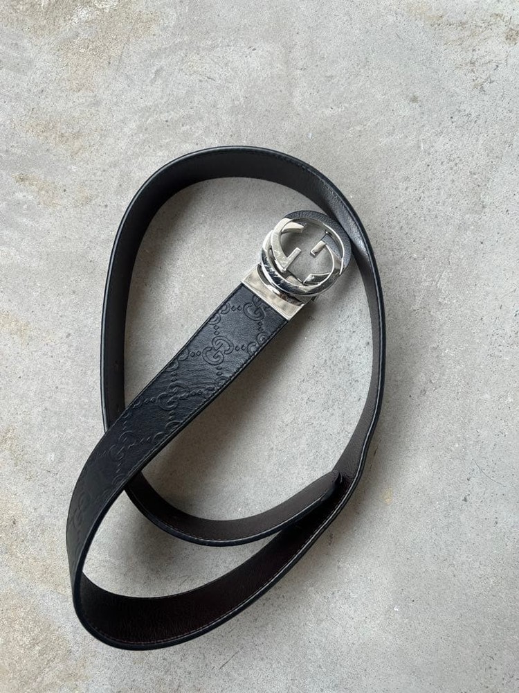 GUCCI Pre-Owned Black Gg Pattern Belt 473030 Cwcwn