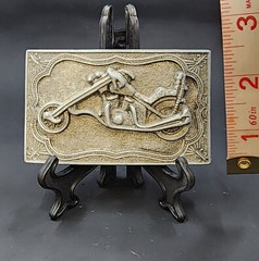 VINTAGE MOTORCYCLE CHOPPER THEME BELT BUCKLE – BRASS #860; VGC 1970s