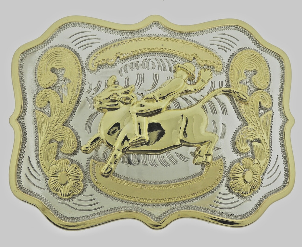 Rodeo Belt Buckle Gold Silver Metal Square Cowgirl Men Women Vintage Texas State