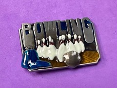 Bowling Sports Commemorative Belt Buckle – Raised Pins, Lane And Ball