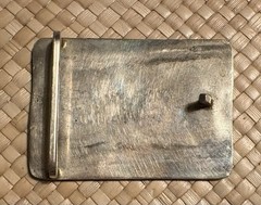 Vintage Mexico Wood & Shell Inlay Belt Buckle 2X3 in