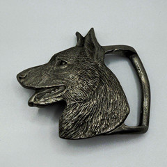 Rawcliffe Pewter Antique Finish German Shepherd Western Belt Buckle Small