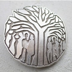 Tree of Life Belt Buckle Family Motif Round Antique Silver Symbolic Design