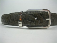 GENUINE CROCODILE BELTS 1-3/8&Prime; & 1.5&Prime; WIDE, W/ 2 PC SET SILVER 925 SOLID BUCKLE
