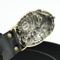 Viking warship Drakkar brass belt buckle, Scandinavian Nordic Celtic warrior