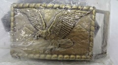 Vintage Brass Belt Buckle American Western Eagle With Keychain New old Stock