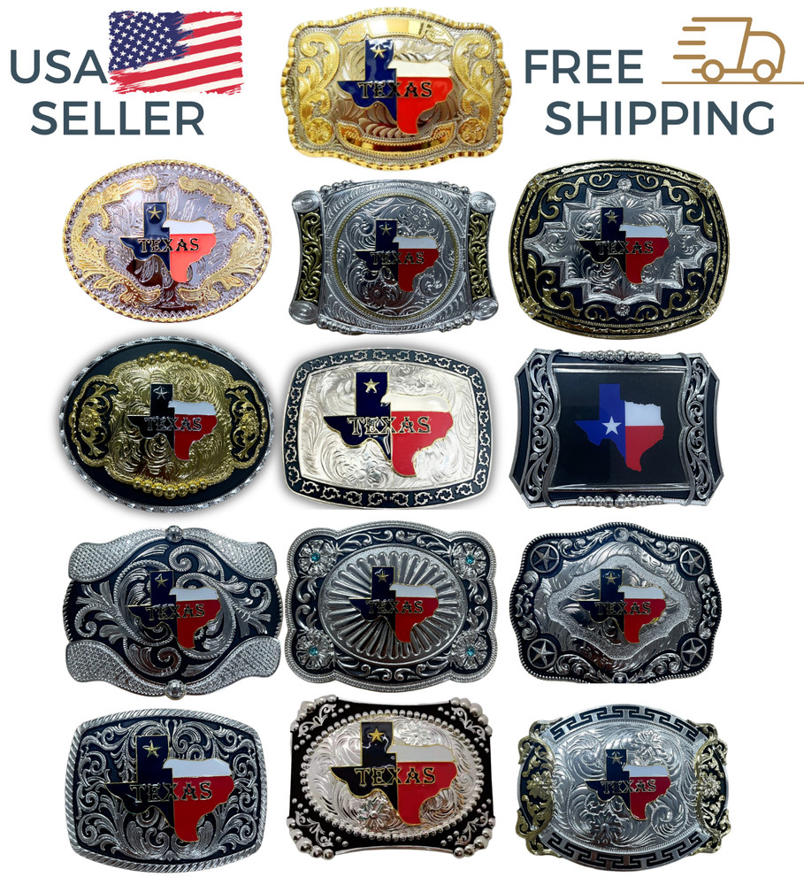 Texas State Belt Buckle Flag State of Texas Map Western Hebillas Vaqueras