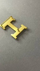 Gold Crystal H Belt Buckle Rhinestone Pavé Statement Buckle Heavy Metal Hardware