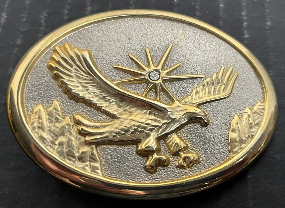 Eagle Belt Buckle Bejeweled Star Western Cowboy Metallic Gold Silver Color