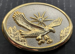Eagle Belt Buckle Bejeweled Star Western Cowboy Metallic Gold Silver Color