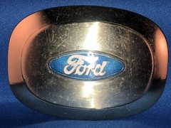 Vintage FORD silvertone rectangular/oval metal belt buckle, 3 7/8&Prime; X 2 7/8&Prime;