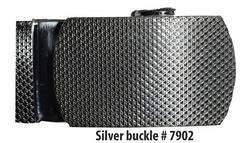 Men&rsquo;s Belt Buckle Auto sliding Self locking ratcheting track line silver buckle
