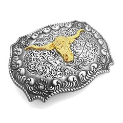 Cow Head Belt Buckle for Men- Western Rodeo Cowboy Large Belt Buckles Kirsite US