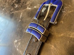 James Reid Sterling Silver Lapis Lazuli Stone Row belt buckle set ✅