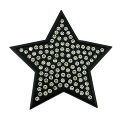 High-end New Big Star Belt Buckle Black Metal Rhinestones Out Blinged Rock Women