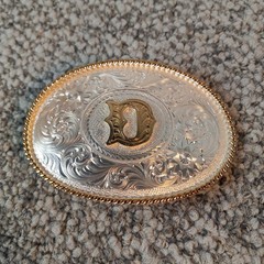 Montana Silversmiths Initial D Belt Buckle Silver Gold Tone Floral Rope Edge