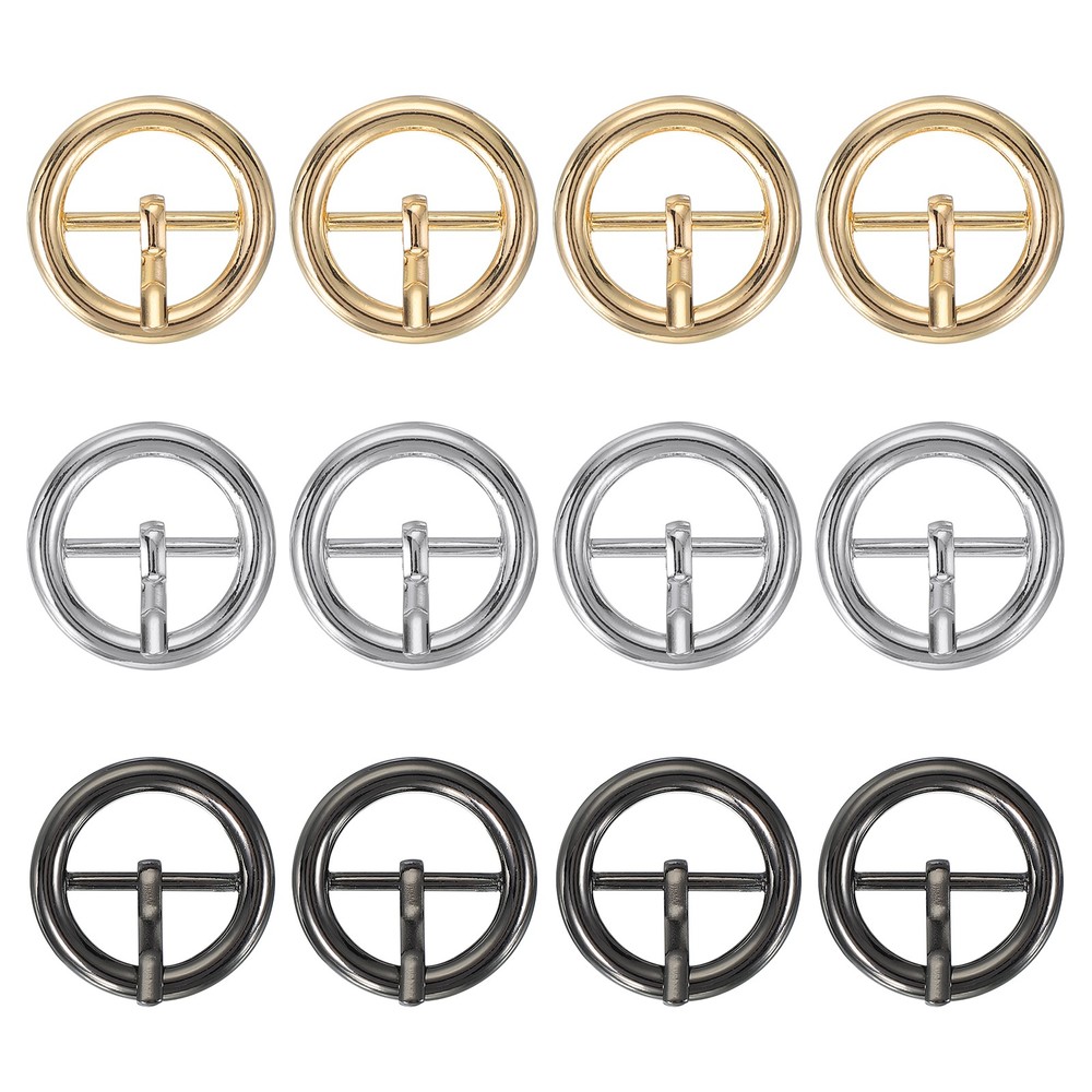 12Pcs 0.8&Prime; Single Prong Belt Buckle Metal Roller Buckle Black/Silver/Light Gold