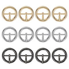 12Pcs 0.8&Prime; Single Prong Belt Buckle Metal Roller Buckle Black/Silver/Light Gold