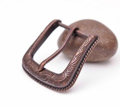 Texas Flower Carved Antique Copper Western Cowboy Buckle fit Leather Belt 1-1/2&Prime;