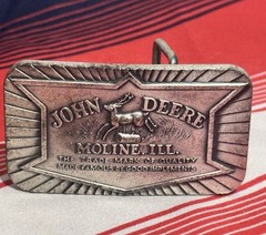 Vintage 1984 John Deere Silver Pewter Belt Buckle Moline, Illinois Cowboy Farmer
