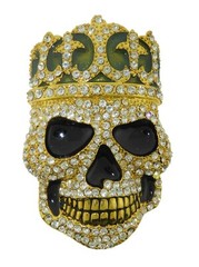 Skull Belt Buckle Men Encrusted Blinged Out Smokin Winged Bikers Rare Halloween