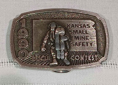Vintage 1990 Kansas Small Mine Safety Rescue Contest Pewter Belt Buckle