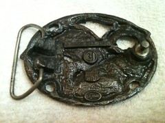 VINTAGE 1990 FLYING EAGLE C+J INC BELT BUCKLE MADE IN THE USA 1541