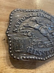 Hesston Vintage Rodeo Belt Buckle 1986 METAL Original Wrap National Finals NFR