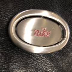 Nike Spellout Swoosh Silver White Pink Belt Buckle