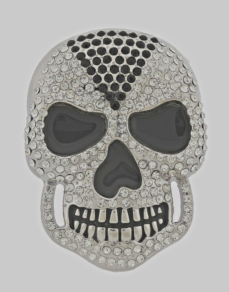 Skull Belt Buckles Men Women Rhinestones Vintage Skeleton Silver Metal Pirate