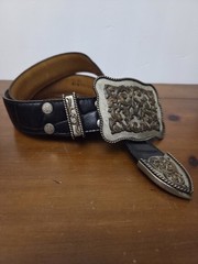 Al Beres Diablo Genuine Leather Black Belt, Nickel Buckle, Made In USA 32&Prime; Waist