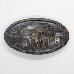 Vintage 1974 Wild Turkey Bergamot Brass Works Austin Nichols Bourbon Belt Buckle