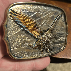 True 1980’s Vintage Brass Plated GOLDEN EAGLE Belt Buckle – EXCELLENT Cond