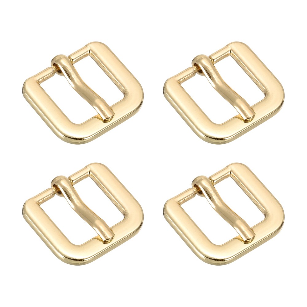 Metal Roller Buckle, 4Pcs 0.63&Prime; Square Single Prong Belt Buckle, Light Gold