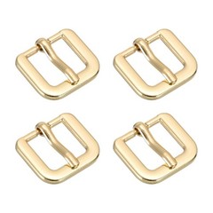 Metal Roller Buckle, 4Pcs 0.63&Prime; Square Single Prong Belt Buckle, Light Gold